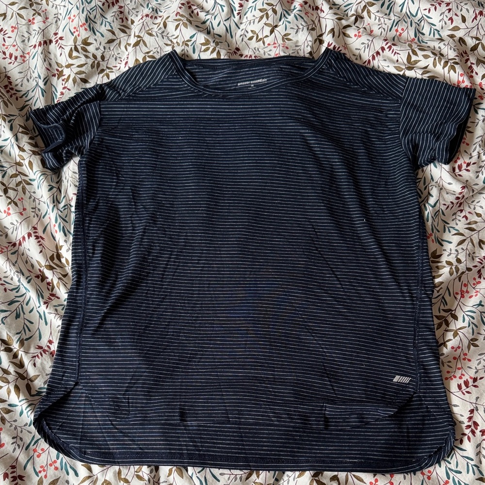 Amazon Essentials Navy and White Striped Short-Sleeve Tee